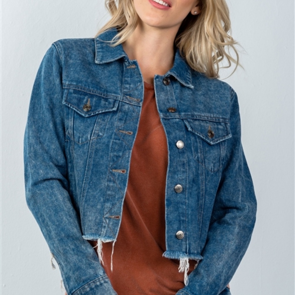 Springtime Floral Embroidered Denim Jacket - Picture 2 of 4